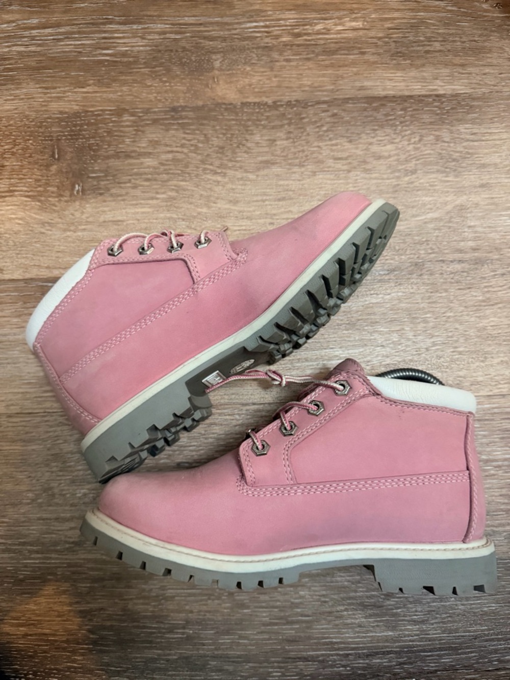 TIMBERLAND Women's Nellie Pink Nubuck Leather Waterproof Chukka Boots Sz 7.5 - Picture 4 of 7